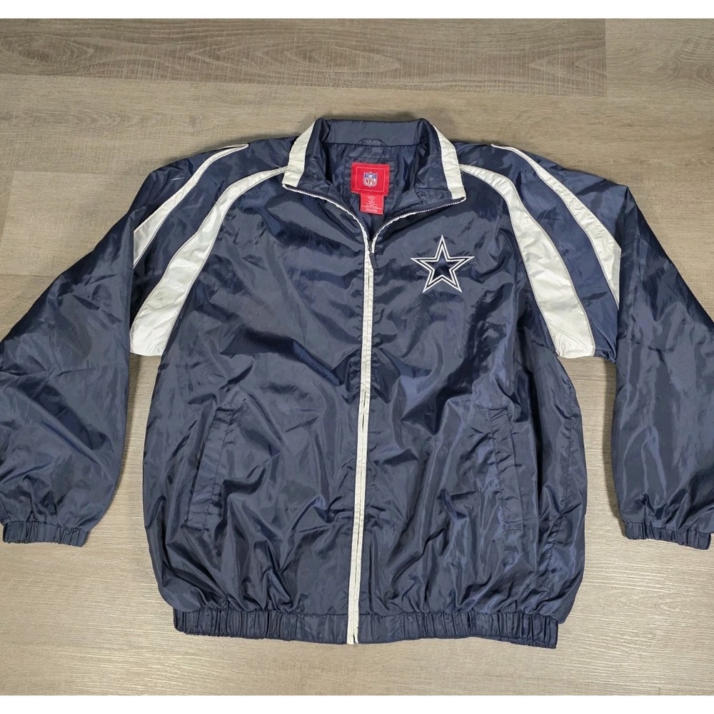 Dallas Cowboys NFL Windbreaker‎ XXL Full Zip Jacket America's Team Dem Boys Blue